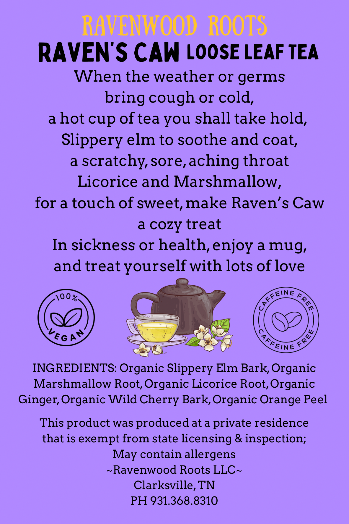 Loose Leaf Tea, Raven’s Caw